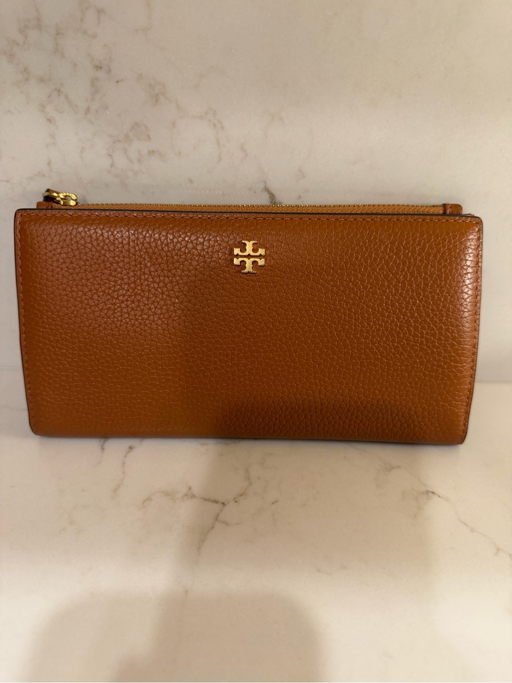 Tory Burch Robinson Leather Continental Wallet Brown Two Tone